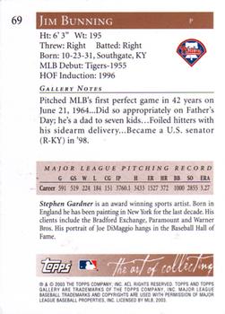 2003 Topps Gallery Hall of Fame #69 Jim Bunning Back