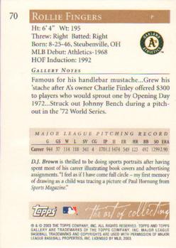 2003 Topps Gallery Hall of Fame #70 Rollie Fingers Back