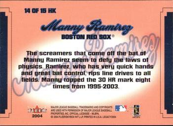 2004 Fleer Legacy - Hit Kings #14HK Manny Ramirez Back