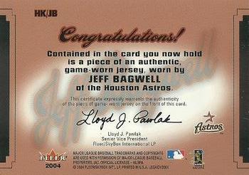 2004 Fleer Legacy - Hit Kings Jersey Copper #HK/JB Jeff Bagwell Back