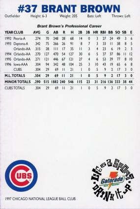1997 Gatorade Chicago Cubs #NNO Brant Brown Back