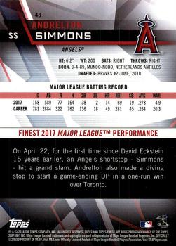 2018 Finest #48 Andrelton Simmons Back