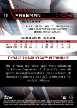 2018 Finest #70 Freddie Freeman Back