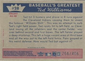 2004 Fleer National Pastime - 1959 Ted Williams Reprint #28 Ted Williams Back