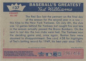 2004 Fleer National Pastime - 1959 Ted Williams Reprint #37 Ted Williams Back