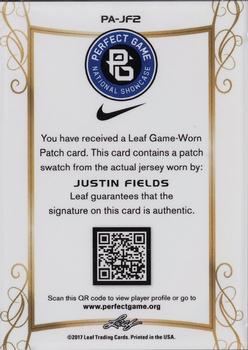 2017 Leaf Perfect Game National Showcase - Patch Autographs Blue #PA-JF2 Justin Fields Back