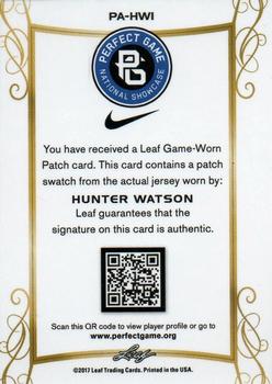 2017 Leaf Perfect Game National Showcase - Patch Autographs Yellow #PA-HW1 Hunter Watson Back