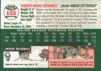 2003 Topps Heritage #152 Roberto Hernandez Back