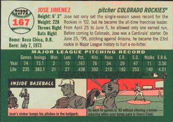 2003 Topps Heritage #167 Jose Jimenez Back