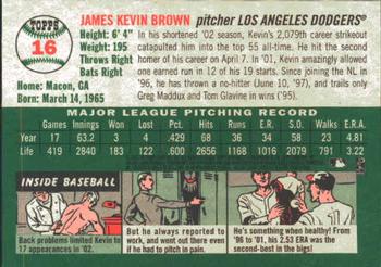 2003 Topps Heritage #16 Kevin Brown Back