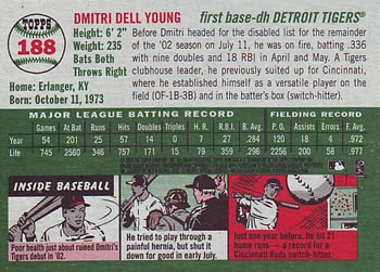 2003 Topps Heritage #188 Dmitri Young Back