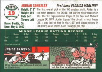 2003 Topps Heritage #19 Adrian Gonzalez Back