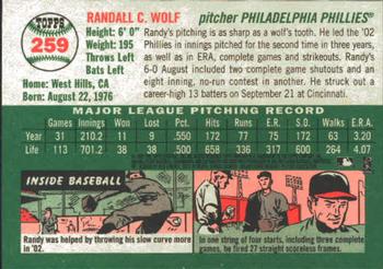 2003 Topps Heritage #259 Randy Wolf Back