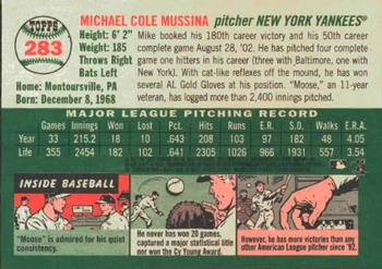 2003 Topps Heritage #283 Mike Mussina Back