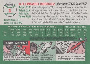 2003 Topps Heritage #1 Alex Rodriguez Back