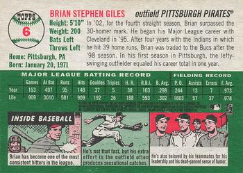 2003 Topps Heritage #6 Brian Giles Back