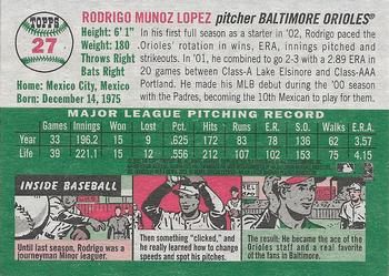 2003 Topps Heritage #27 Rodrigo Lopez Back