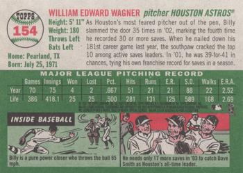 2003 Topps Heritage #154 Billy Wagner Back