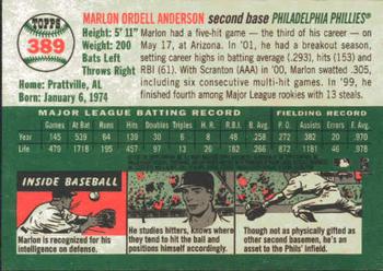 2003 Topps Heritage #389 Marlon Anderson Back
