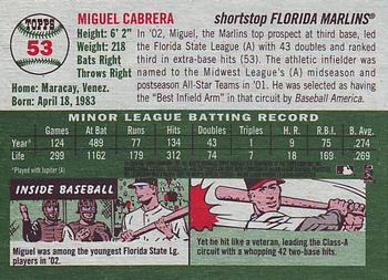2003 Topps Heritage #53 Miguel Cabrera Back