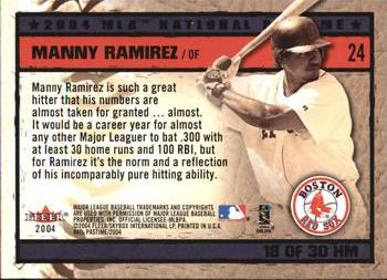 2004 Fleer National Pastime - History in the Making #18HM Manny Ramirez Back