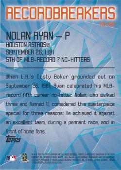 2003 Topps - Record Breakers Nolan Ryan #RB-NR5 Nolan Ryan Back