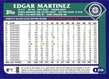 2003 Topps Opening Day #120 Edgar Martinez Back