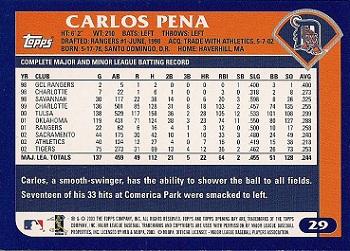 2003 Topps Opening Day #29 Carlos Pena Back