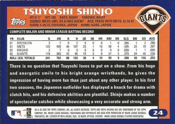 2003 Topps Opening Day #24 Tsuyoshi Shinjo Back