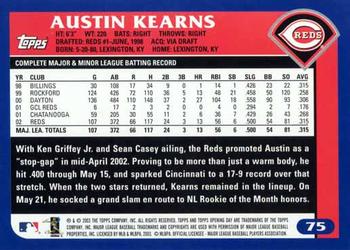 2003 Topps Opening Day #75 Austin Kearns Back
