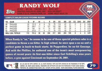 2003 Topps Opening Day #79 Randy Wolf Back