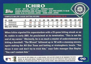 2003 Topps Opening Day #90 Ichiro Suzuki Back