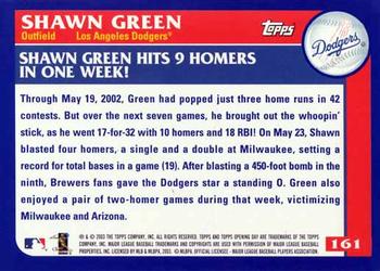 2003 Topps Opening Day #161 Shawn Green Back
