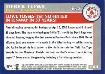 2003 Topps Opening Day #164 Derek Lowe Back