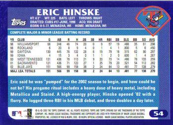 2003 Topps Opening Day #54 Eric Hinske Back