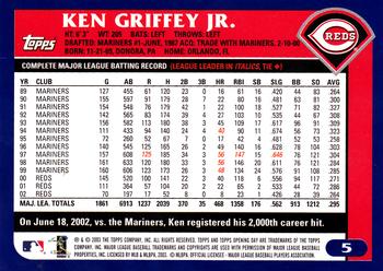 2003 Topps Opening Day #5 Ken Griffey Jr. Back