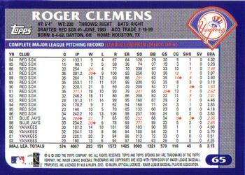 2003 Topps Opening Day #65 Roger Clemens Back