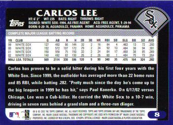 2003 Topps Opening Day #8 Carlos Lee Back
