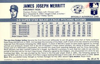 1971 Kellogg's 3-D Super Stars - XOGRAPH (Missing Copyright Year) #25 Jim Merritt Back