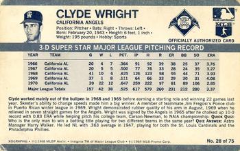 1971 Kellogg's 3-D Super Stars - XOGRAPH (Missing Copyright Year) #28 Clyde Wright Back