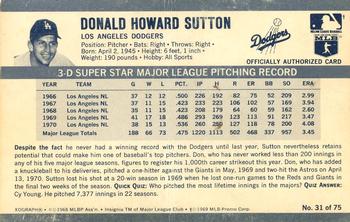1971 Kellogg's 3-D Super Stars - XOGRAPH (Missing Copyright Year) #31 Don Sutton Back
