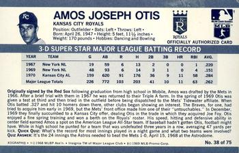 1971 Kellogg's 3-D Super Stars - XOGRAPH (Missing Copyright Year) #38 Amos Otis Back