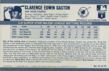 1971 Kellogg's 3-D Super Stars - XOGRAPH (Missing Copyright Year) #41 Clarence Gaston Back