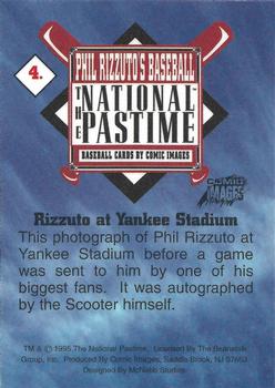 1995 Comic Images Phil Rizzuto's Baseball: The National Pastime - Phil Rizzuto MagnaChrome #4 Rizzuto at Yankee Stadium Back