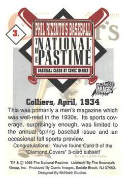 1995 Comic Images Phil Rizzuto's Baseball: The National Pastime - Diamond Covers #3 Collier's, April, 1934 Back