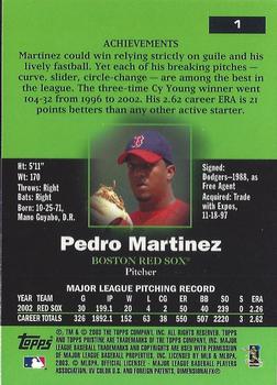 2003 Topps Pristine #1 Pedro Martinez Back
