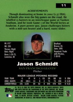 2003 Topps Pristine #11 Jason Schmidt Back