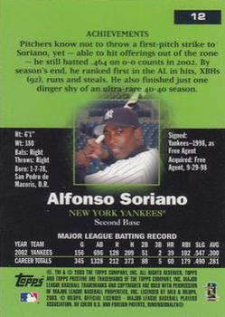 2003 Topps Pristine #12 Alfonso Soriano Back