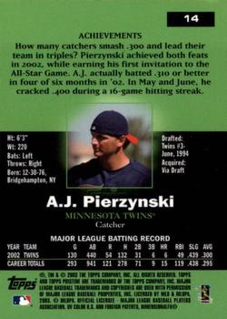 2003 Topps Pristine #14 A.J. Pierzynski Back