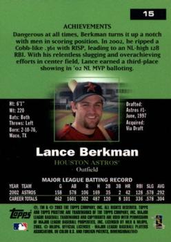2003 Topps Pristine #15 Lance Berkman Back